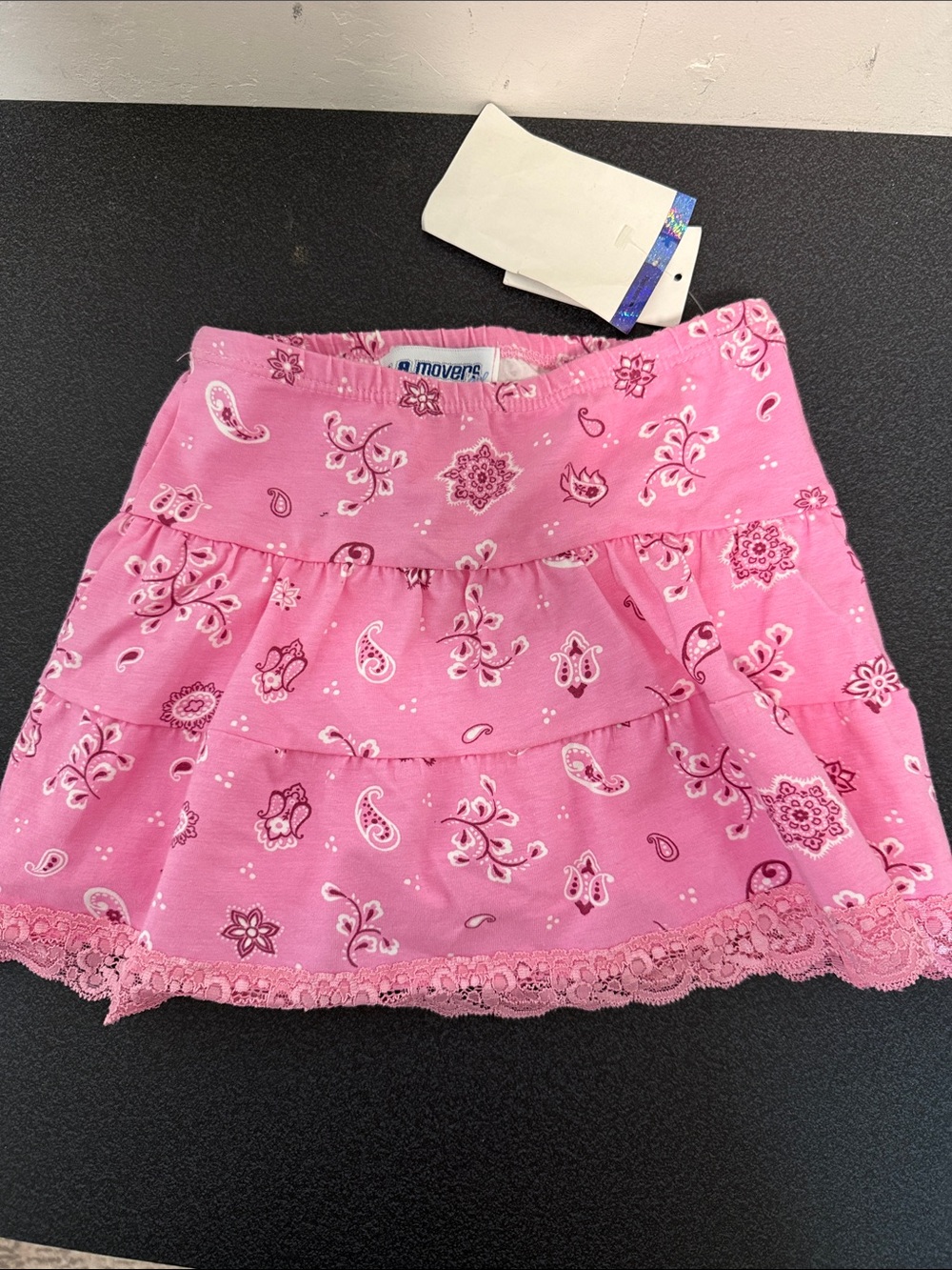 Movers Girls' Pink Paisley Tiered Skort with Lace Trim